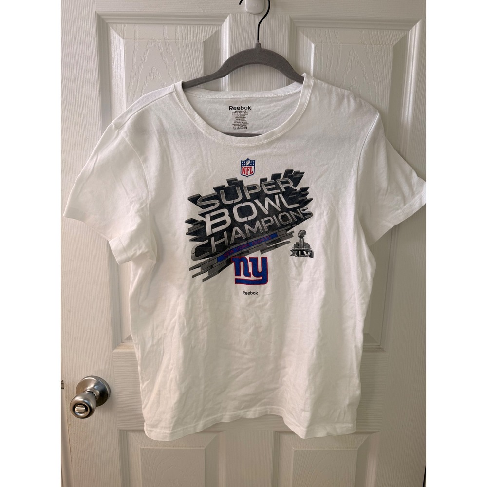 Reebok Womens NFL‎ Super Bowl XLVI Champions New York Giants T Shirt White